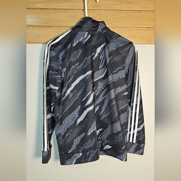 Adidas Black and Gray Boy's Hoodie Jacket Sweatshirt All over Print Size 14/16 - Picture 6 of 8
